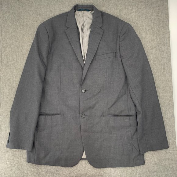 Perry Ellis Men's Gray Blazer 2 Button 44R Pockets Lined Business Long Sleeve - Picture 1 of 13
